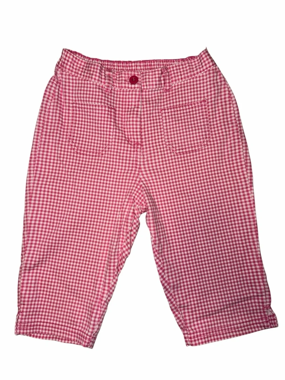 Vintage Y2K The Children's Place Hot Pink Gingham Capri Pant 6X 7 Cottagecore